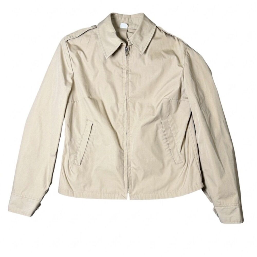 Vtg 1991 US Navy Creighton Windbreaker Jacket Khaki Tan Military Uniform 14L